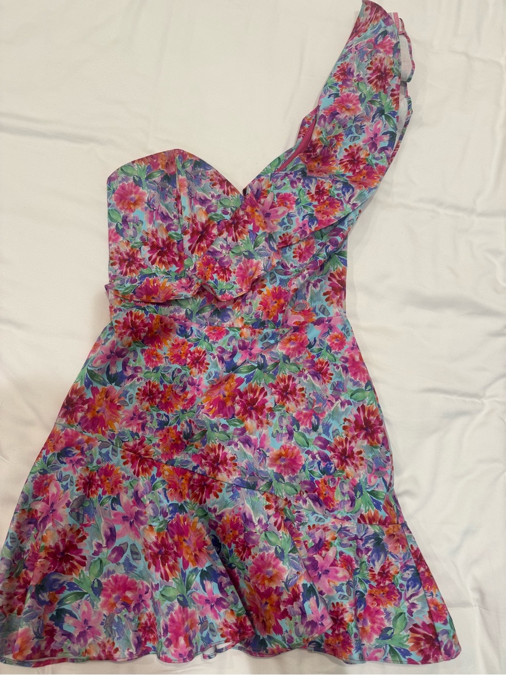 Amanda Uprichard Floral One-Shoulder Dress